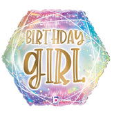 18 Inch Happy Birthday Girl Hexagon Colorful Foil Balloon 61